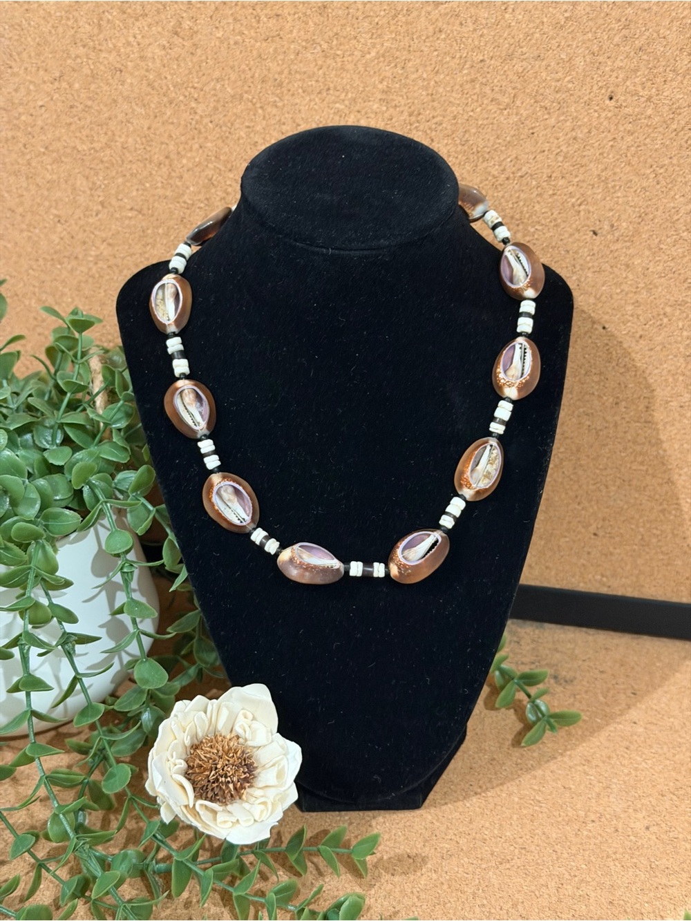 Cowrie Shell Beaded Nylon Cord Necklace